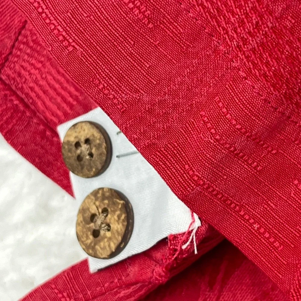 Tommy Bahama Camp Shirt Mens L Red 100% Silk‎ Tropical Jacquard Floral Button Up